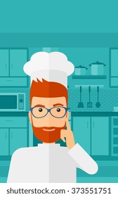 Chef apuntando hacia arriba.