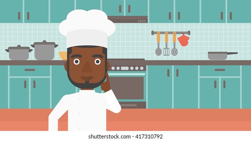 Küchenchef mit Zeigefinger nach oben.