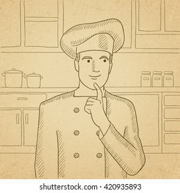 Chef apuntando hacia arriba.