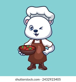 Chef oso polar lindo ilustración de dibujos animados