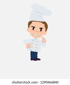 Chef ponders, something angry.