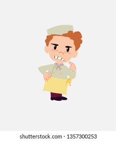 Chef ponders, something angry.