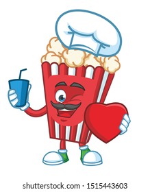 chef popcorn mascot character vector design
