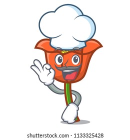 Chef poppy flower character cartoon