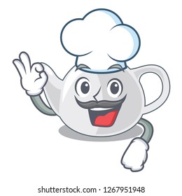 Chef porcelain teapot ceramic isolate on mascot