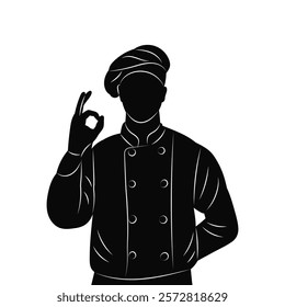 chef portrait black silhouette vector