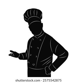 chef portrait silhouette on white background vector