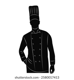 chef portrait silhouette on white background vector