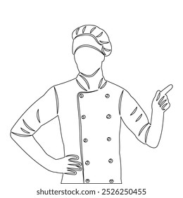 chef portrait sketch on white background, vector