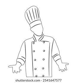 chef portrait sketch on white background, vector