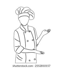 chef portrait sketch, outline, vector