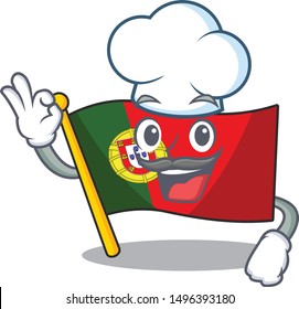 Chef portugal flag folded on cartoon table
