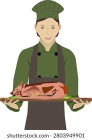 The chef prepared a suckling pig.
Suckling pig prepared by the chef
chef,suckling pig,cooking,kitchen,food,treat,hot dish