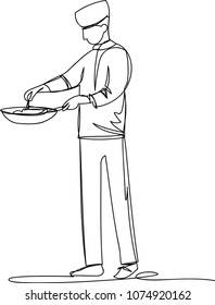the chef prepares a meal. one line