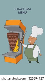 Chef Preparing Delicious Shawarma, Arabic Food (Vector Art)