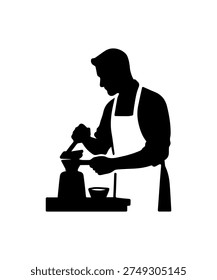 Chef preparing food cooking meal silhouette icon
