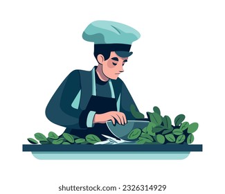 chef preparing fresh organic gourmet lunch icon isolated