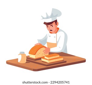 Chef preparing gourmet meal in commercial kitchen isolated