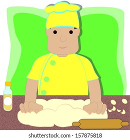 chef preparing pizza dough