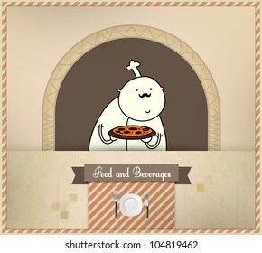 Chef Preparing Pizza | Food and Beverages Series | Layered Eps10 Vector Graphic