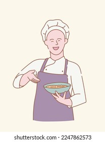 cocina del chef actual con un estilo sencillo y depurado