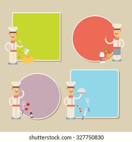 Chef Presenting Recipe Card. Flat vector set