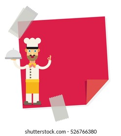 Chef Presenting Recipe Card. Flat vector