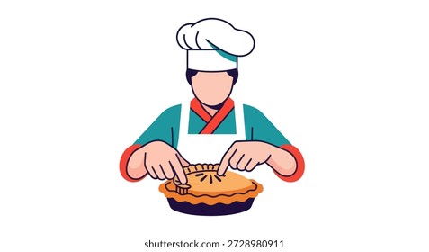 Chef pressing edge of pie