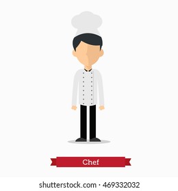 Chef profession in flat illustration. Occupation chef in vector flat style. people professions character
