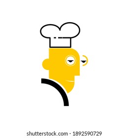 Chef profession people character logo icon template vector illustration. Out line,black professional works.