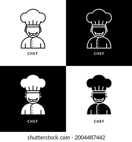Chef-Profil-Symbol Baker-Zeichen-Logo. Einheitliches Vektor-Vektorsymbol für Bäckerei und Kochen