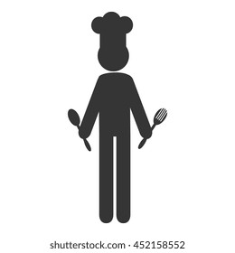 Chef profile in pictogram design, vector illustration flat icon.