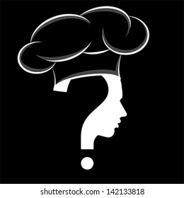 Chef, question mark human head symbol, vector