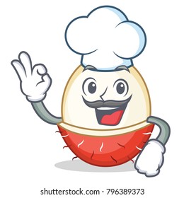 Chef rambutan character cartoon style