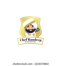 Chef randeep the real master chef vector mascot logo template.