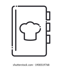 chef, recipe book kitchen utensil line style icon vector illustration