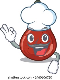 Chef red pears in a cartoon basket