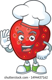 Chef red strawberry character mascot for symbol cartoon