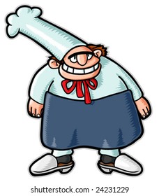 Chef with red tie. Vector illustration without gradients and transparencies