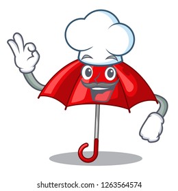 Chef red umbrellas isolated in a mascot