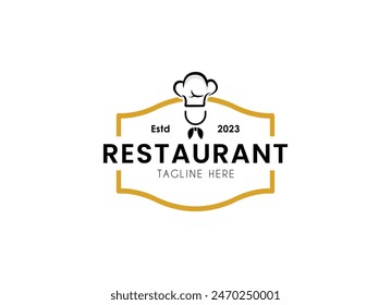 Chef and restaurant badge label logo design template.