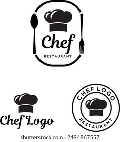 chef restaurant  logo design with editable vector file