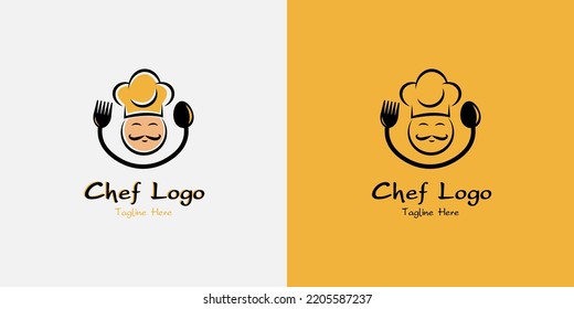 Chef restaurant logo design template