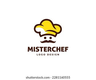 The chef restaurant logo design vector.
Mister chef logo