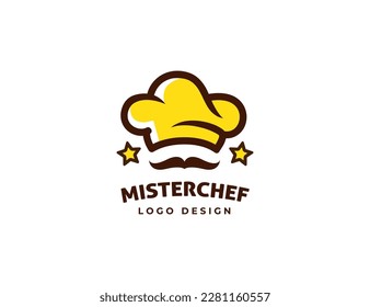 The chef restaurant logo design vector.
Mister chef logo