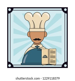chef with restaurant menu