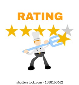 Chef restaurant review star rate cartoon doodle flat design style vector illustration
