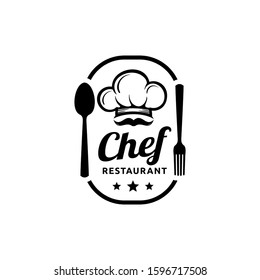 Chef and restaurant simple logo design with a cap / chef hat