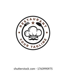 Chef and restaurant simple logo design with a cap / chef hat