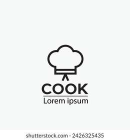 Chef and restaurant simple retro logo design with a cap